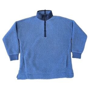 Aerie Fluffy Dream Sherpa Quarter Zip Fleece Pullover Womens S Small Blue Cozy